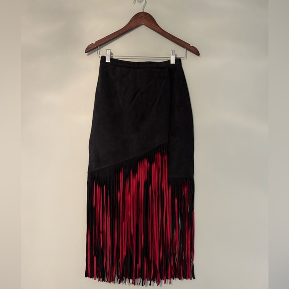 Tamara Mellon Fringe Goat Suede Leather Midi Skirt, Size 2, NWT, Retail $750 - Picture 6 of 9